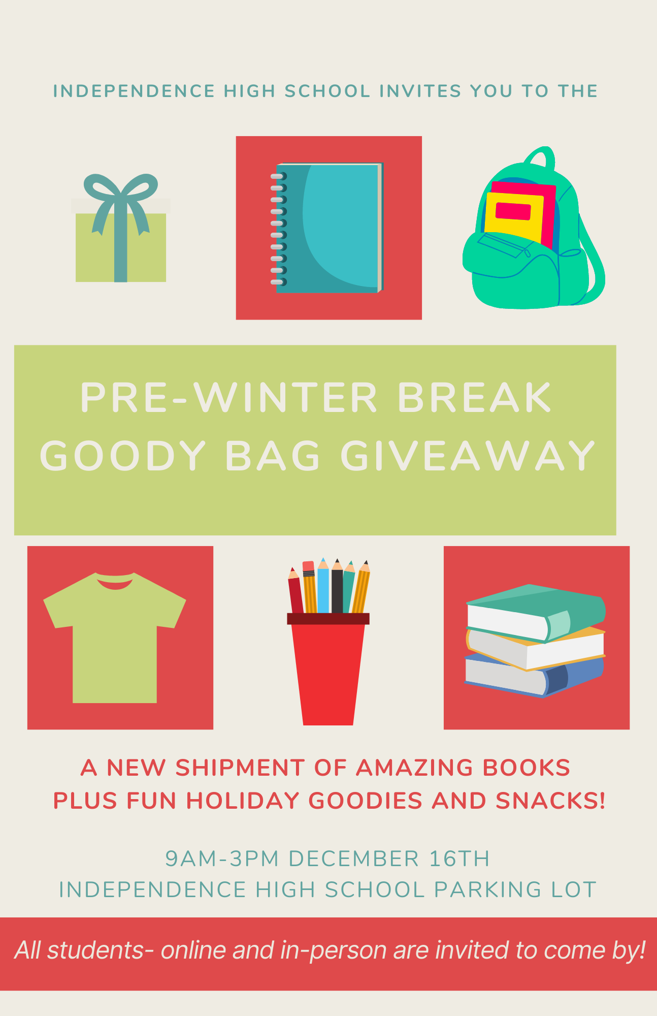 Winter Break giveaway flyer