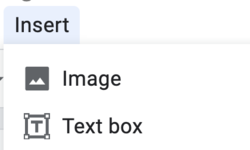 Insert menu, showing the "insert image" tool