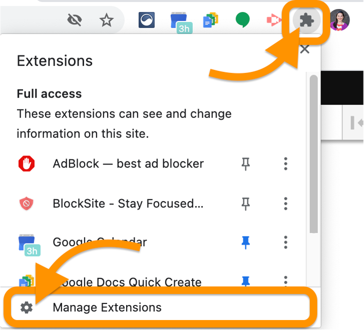 Screenshot of extensions sidebar