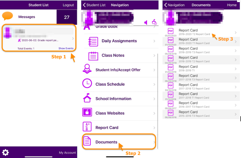 View Report cards in parentvue