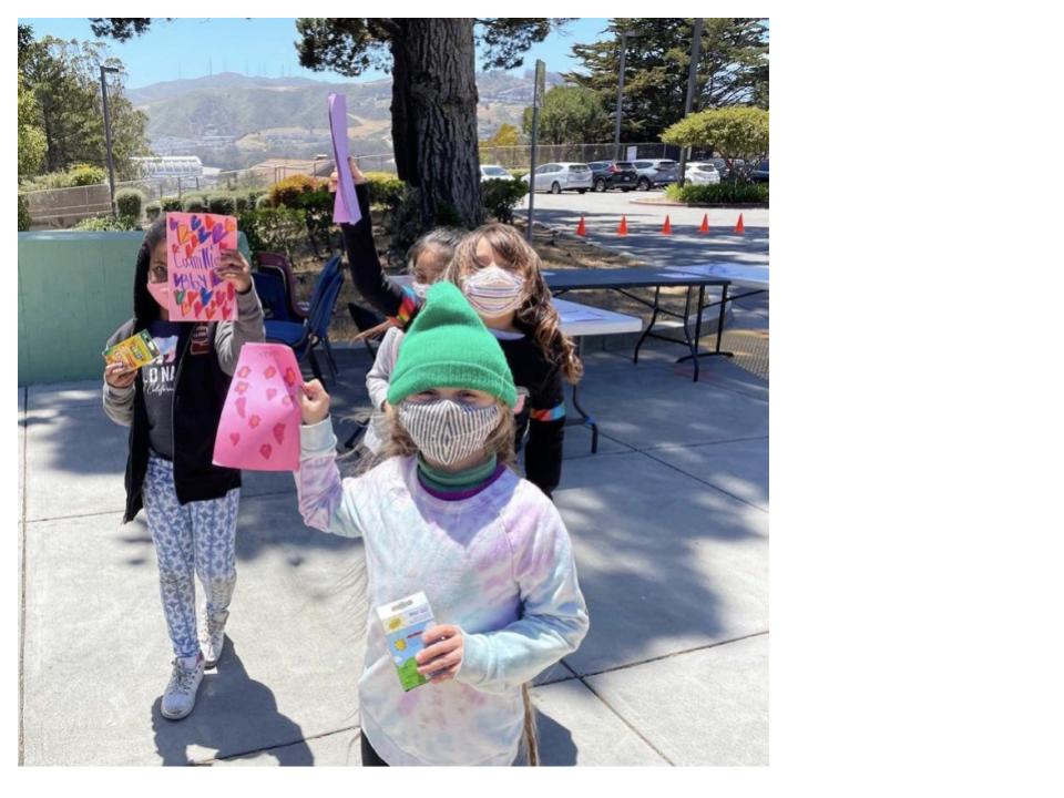 children holding art up