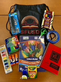 Art supply kit featuring SFUSD tote bag