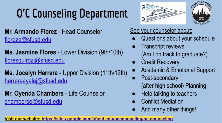 O'C Counseling Department