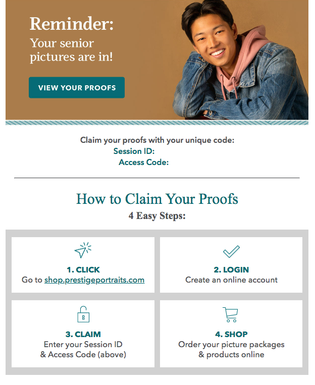 Senior Portrait Email