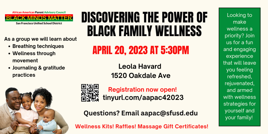 Discovering the power of Black Family Wellness flier describing event 