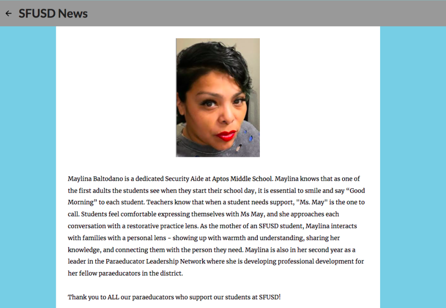 Ms. May on SFUSD News