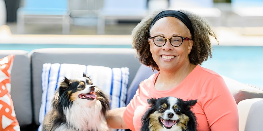 Author Dr. Jewell Parker Rhodes and her dogs 