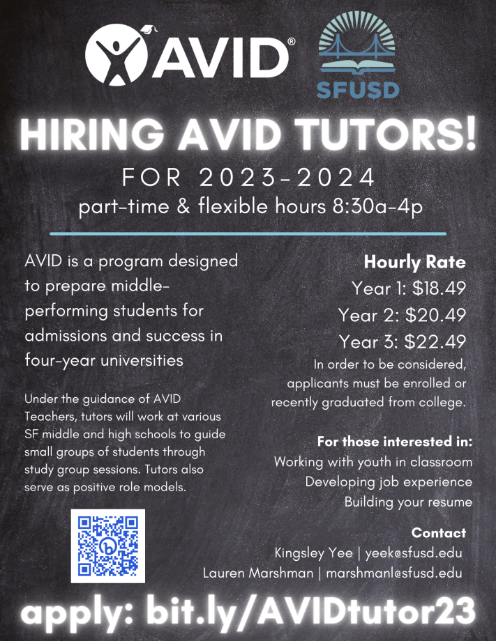 flier for avid tutor hiring