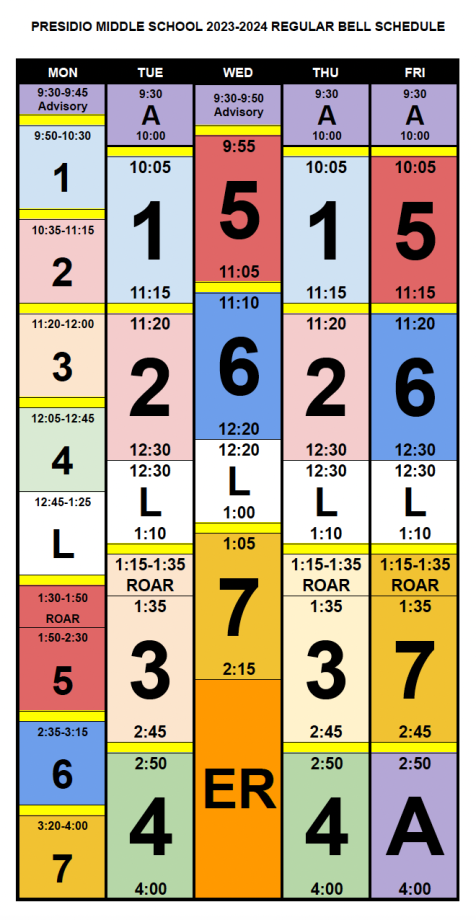 Presidio 2023 Bell Schedule