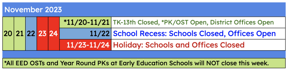 EED Fall Recess 2023