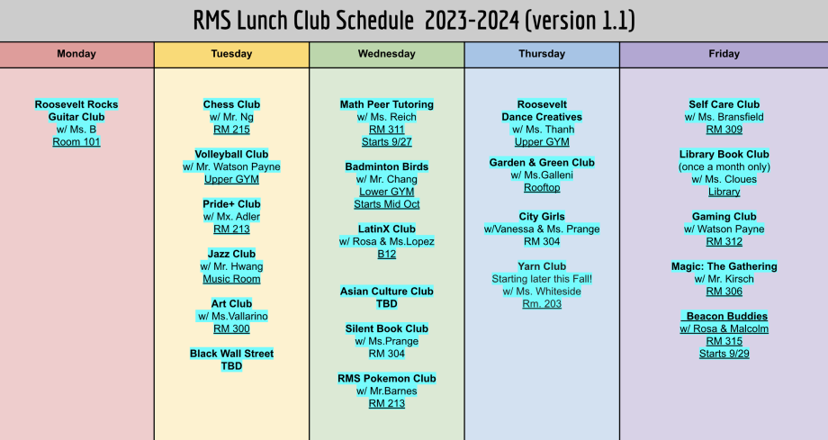 RMS lunch clubs version 1.1