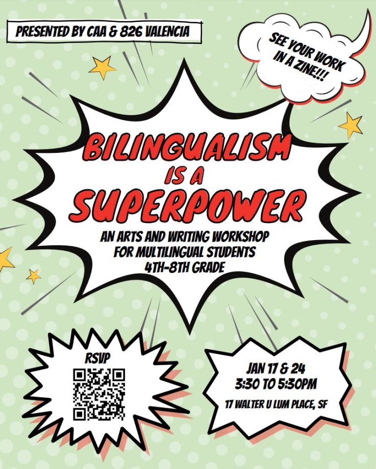 CAA Bilingualism is a SuperPower Workshop Flyer English