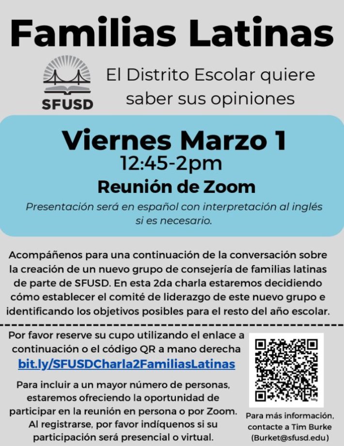 LatinX Family Group Zoom March 1 Spanish Flyer