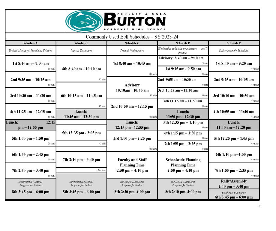Bell Schedule | SFUSD