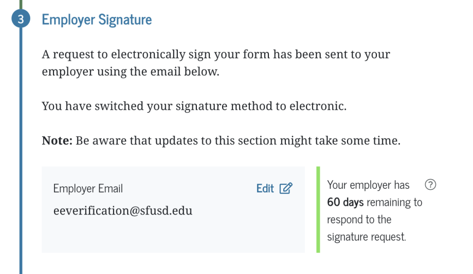 screenshot of online portal for employer signature