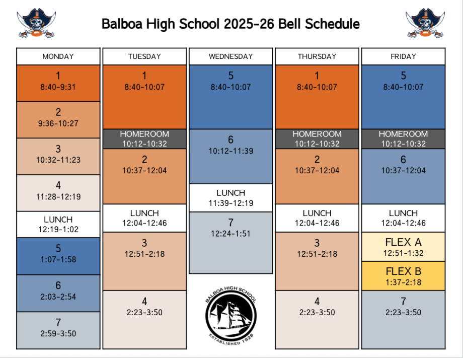 Balboa Bell Schedule 2025-2026