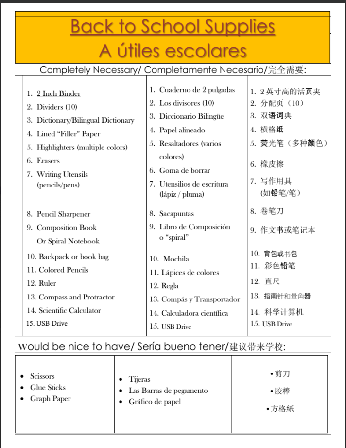 Back to School Supplies