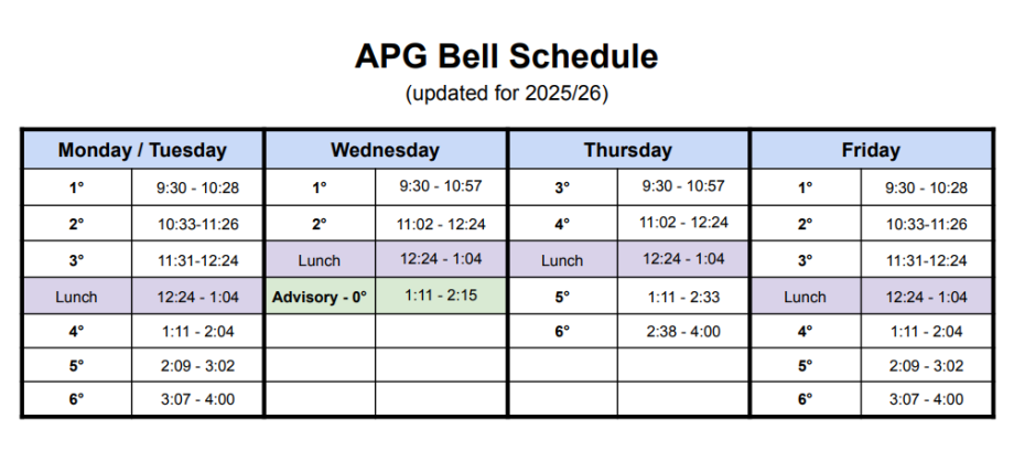 25-26 Bell Schedule