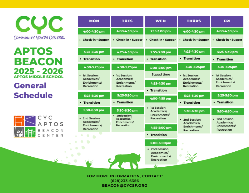 2025-26 CYC Beacon Program Schedule