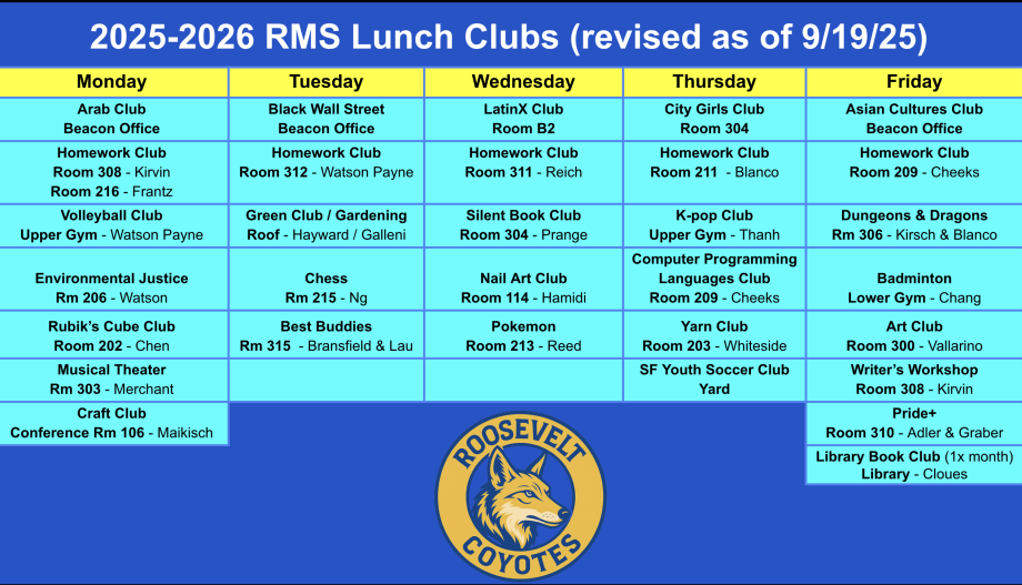 RMS lunch clubs