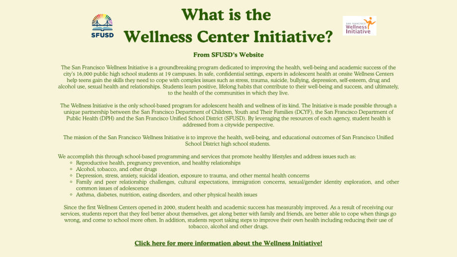 What is the Wellness Center Initiative