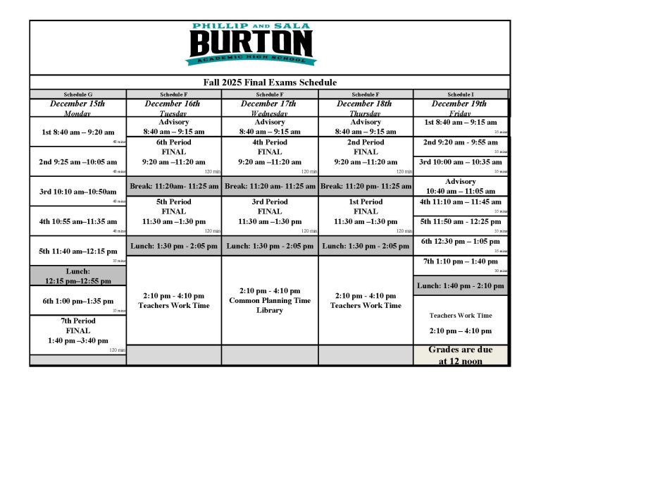 Fall 2025 Final Exams Schedule