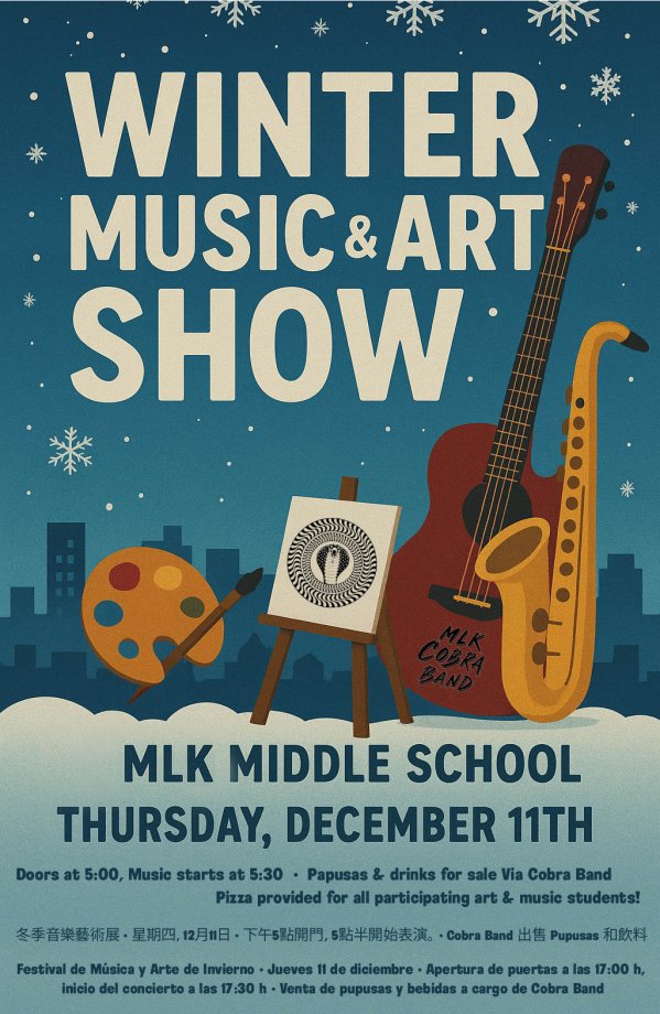 MLK MS Winter Music Art Show Poster  2025