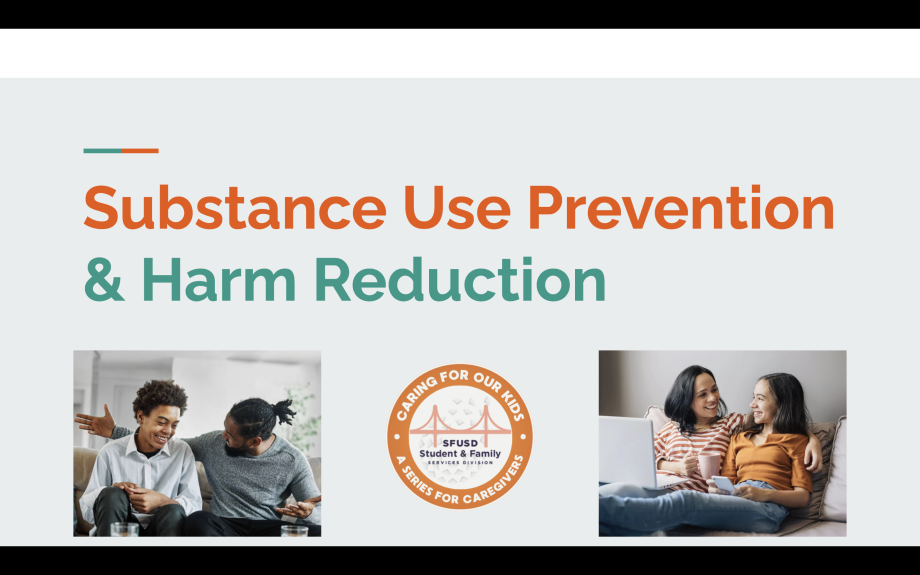 Opening slide of the Substance Use Prevention & Harm Reduction slide deck