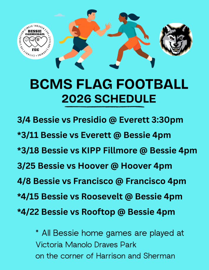 Bessie Carmichael Middle School Flag Football 2026 Schedule
