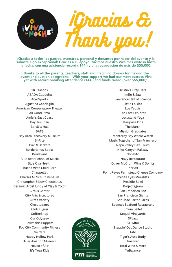 viva la noche list of vendors that donated/contribued to event