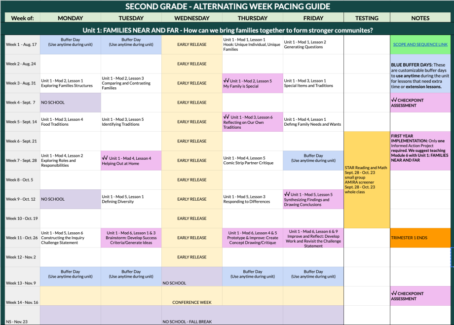 Social Studies Pacing Guide - Alternating by Week