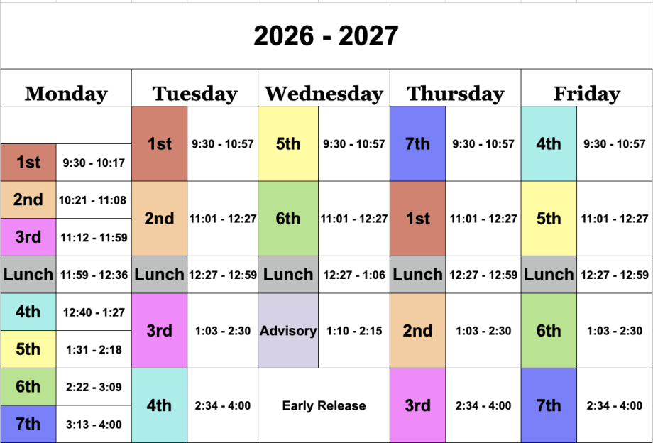 26-27 Roosevelt MS Bell Schedule
