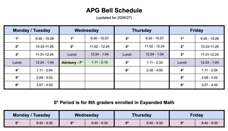 26-27 APG Bell Schedule