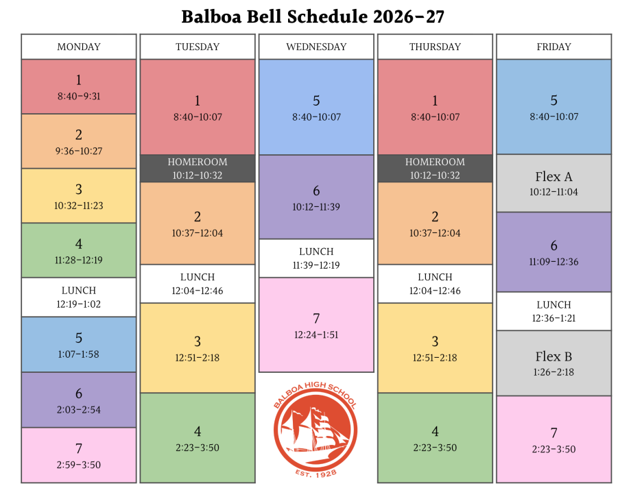 Balboa Bell Schedule 2026-2027