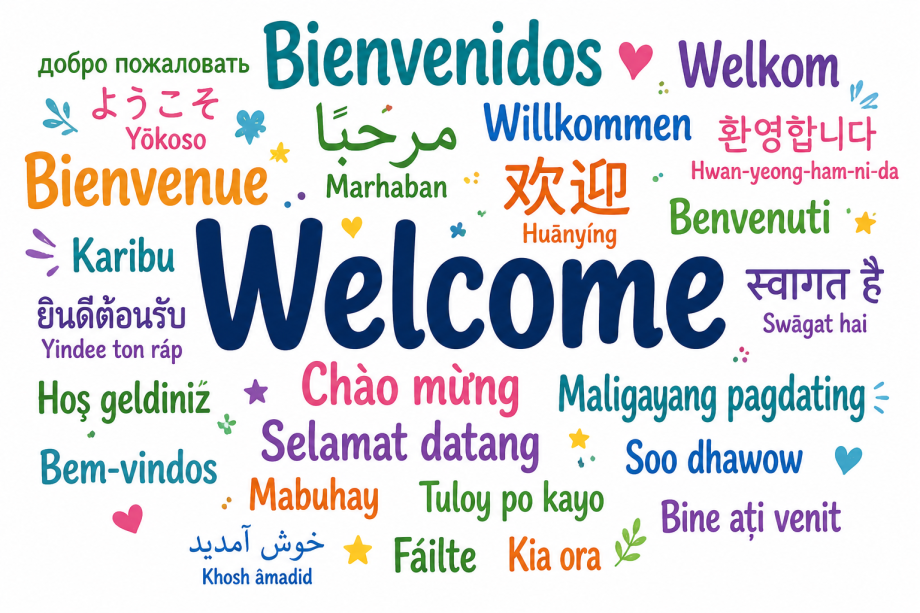 Welcome in several different languages