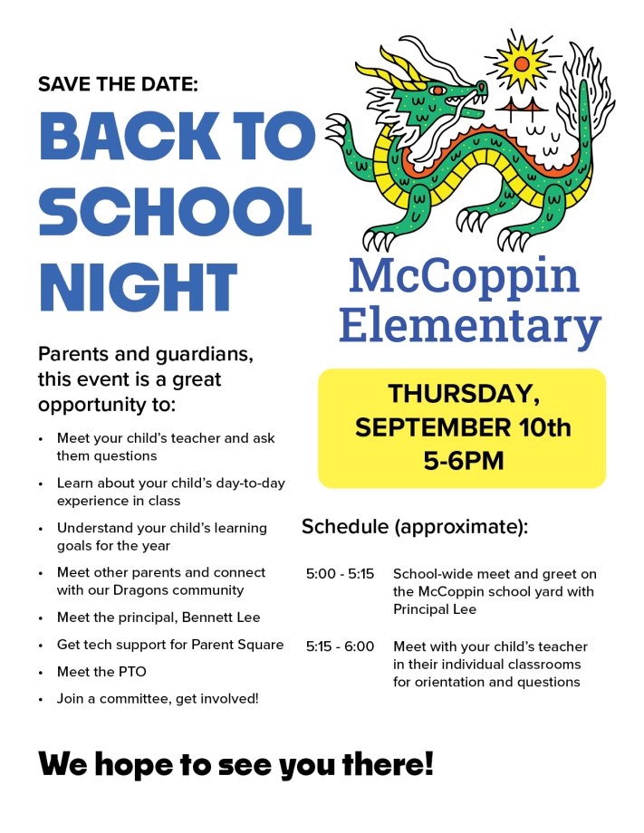McCopping back to school night flyer