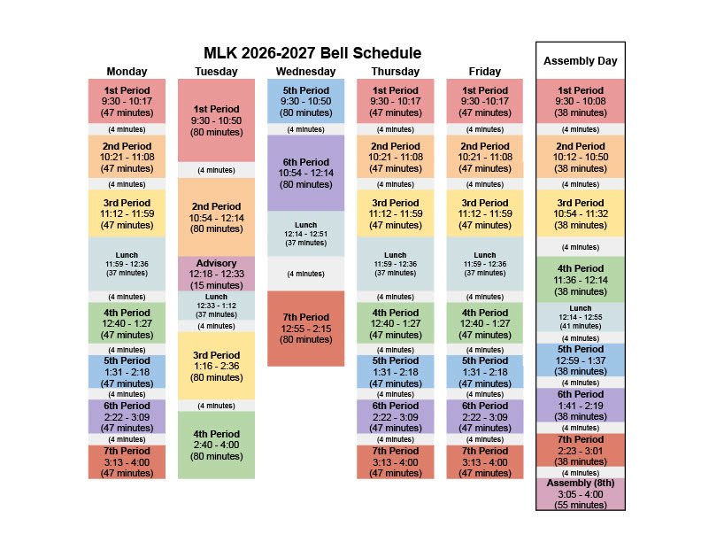 MLK 2026-2027 Student Schedule