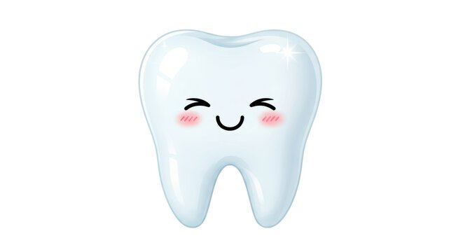 cartoon tooth with a smiley face