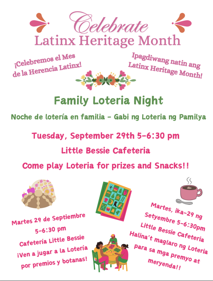 Loteria Night at Bessie Carmichael Tuesday, September 29th 