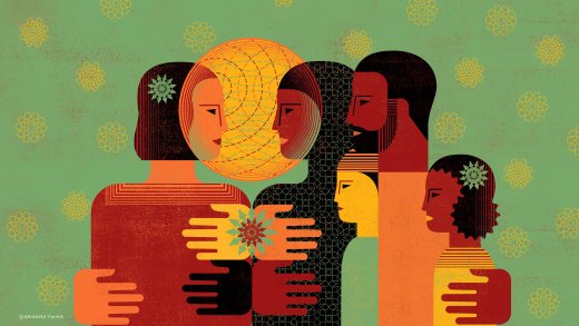 Diverse group of people embracing each other