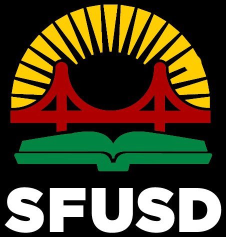 SFUSD Black History Month logo in black, red, yellow, and green