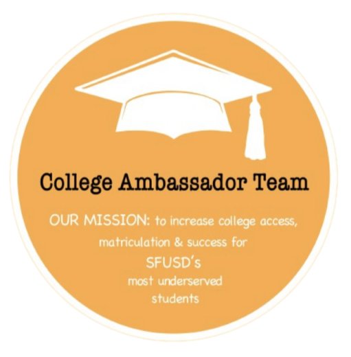 graduation cap in circle with college ambassador team mission statement