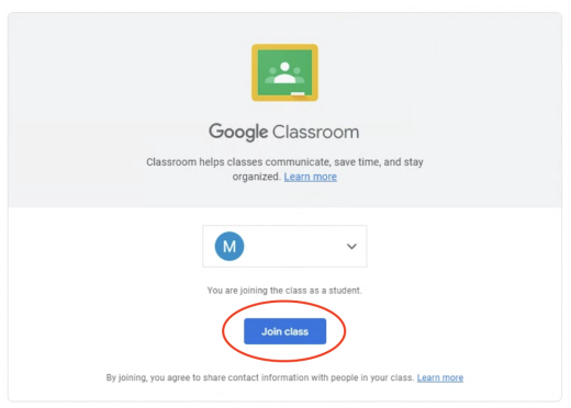 Google Classroom - Join Class