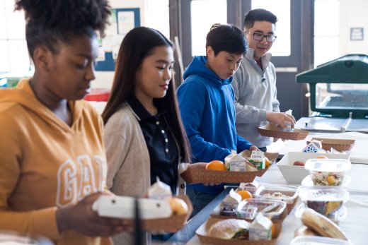 Students in line for lunch