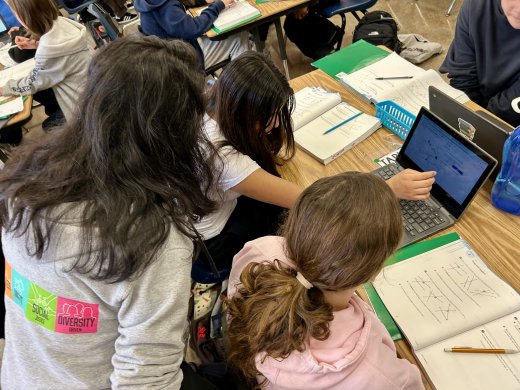 Students going math in class