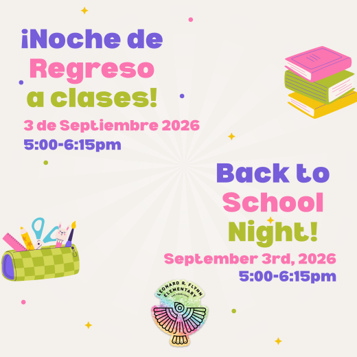 Flyer for back to school night, sept 3 2026, 5-615