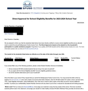 Sample Direct Certification letter