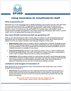 Clickable thumbnail image of the SFUSD Generative AI Growthrails for Staff