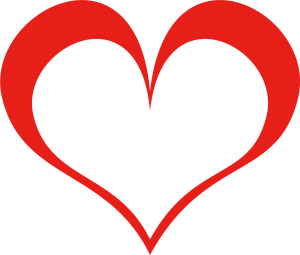 read heart with a white heart in the middle