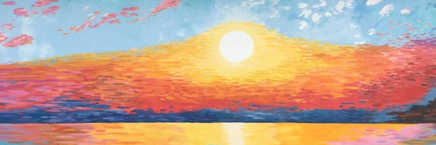 A bright mural of a Sunset